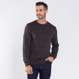 Suéter Masculino Canelado Em Tricot Marc Alain Chumbo
