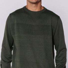 Suéter Masculino Em Tricot Com Textura Thing Oliva Mescla