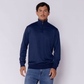 Suéter Masculino Em Tricot Gola Alta Com Zíper Marc Alain