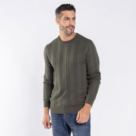 Suéter Masculino Em Tricot Trançado Marc Alain Verde