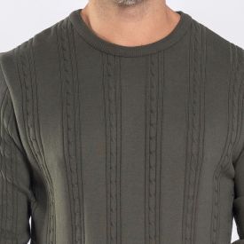 Suéter Masculino Em Tricot Trançado Marc Alain Verde