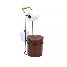 Suporte para Papel Higiênico com Lixeira Marrom Terra Brasil Arthi 5 Litros