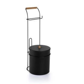 Suporte para Papel Higiênico com Lixeira Eco Design Black 5 Litros Arthi