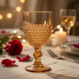 Taça de Água Coração Metalizado Lyor 330Ml - Âmbar