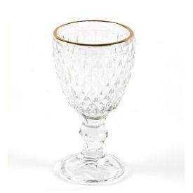 Taça Licor Vidro Bico De Abacaxi Lyor 50Ml - Transparente Filete Dourado