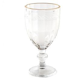 Taça Para Água Imperial Filete Dourado Lyor 320Ml - Transparente