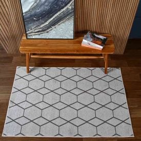 Tapete para Quarto e Sala 1,00X1,50 m Siena Havan Casa - Areia Hexagonal