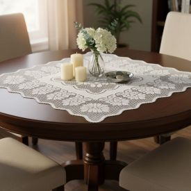Toalha Centro de Mesa Quadrada 75Cm X 75Cm Arabesco Havan - Branco