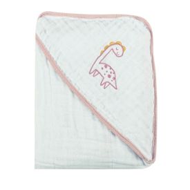 Toalha com Capuz de Canto Soft 80X80cm Havan Baby - Dino Rosa