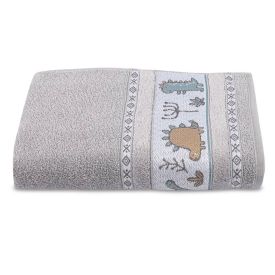 Toalha de Banho Infantil Kids - Dino Cinza Amianto