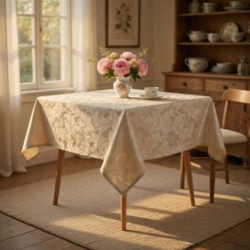Toalha de Mesa 1,35M X 1,35M Elegance Havan Casa - Folhas Bege