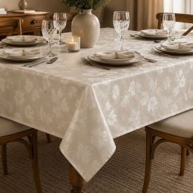 Toalha de Mesa 1,35M X 2,10M Elegance Havan Casa - Folhas Bege