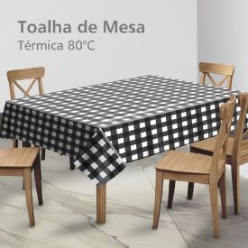Toalha de Mesa 1,38 X 3,00 m Térmica até 80° Salehtex - Xadrez Preto