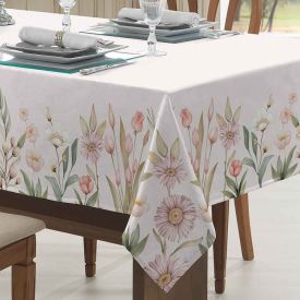 Toalha de Mesa 1,60 X 2,70 m Clean Döhler - Flores Salmão