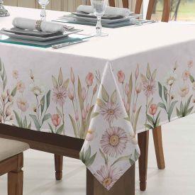 Toalha de Mesa 1,60 X 2,70 m Clean Döhler - Flores Salmão