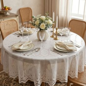 Toalha de Mesa Redonda 1,60M Arabesco Havan - Branco