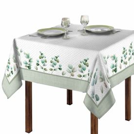 Toalha De Mesa Retangular 1,80X1,80 M Clean Renova Döhler - Folhas Verdes