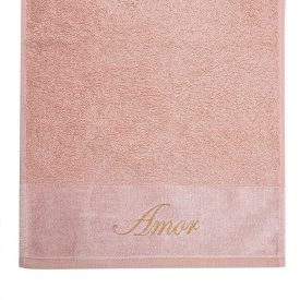 Toalha Lavabo Bordada Desejos - Veludo Rosa Amor