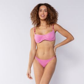 Top Biquíni Meia Taça Com Miçanga Boby Blues Rosa