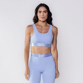 Top Feminino Fitness Duplo Scream Azul Claro