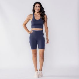 Top Feminino Fitness Nadador Scream Azul Marinho