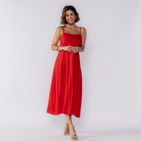 Vestido Feminino Midi Com Fenda Boby Blues Vermelho