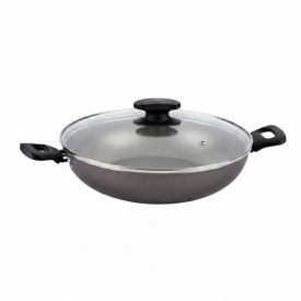 Wok com Tampa de Vidro Loreto Tramontina 28 cm - Grafite