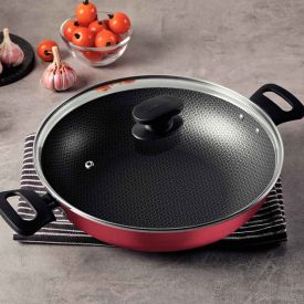 Wok com Tampa de Vidro Loreto Tramontina 3,3 Litros - Vermelho