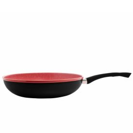 Wok De Indução Alumínio Revestida Cerâmica Granilite Lyor 3,9Litros - Preto e Vermelho