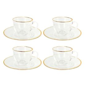 Jogo de X&iacute;cara Caf&eacute; Cl&aacute;ssica 90Ml 8 Pe&ccedil;as Hauskraft - Filete Dourado 