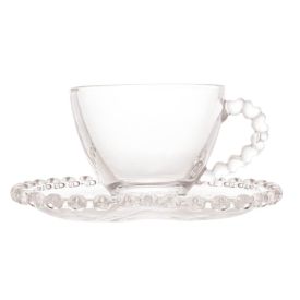 Xícara De Chá Com Pires Lyor Coração 170Ml - Transparente