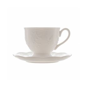 Xícara De Chá Com Pires Lyor De Porcelana Butterfly 200Ml - Branco