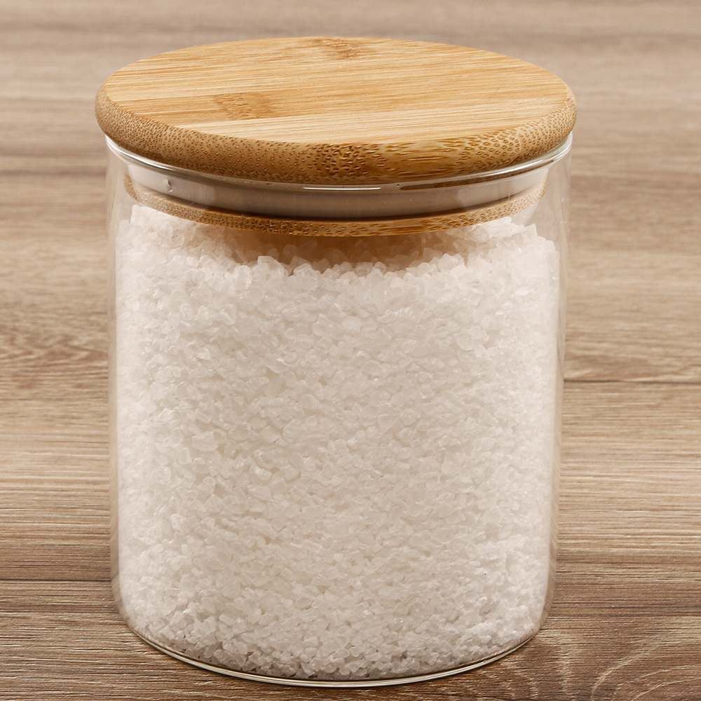 01 Pote Hermético Redondo Com Tampa Havan Casa 800Ml - Transparente e Bambu