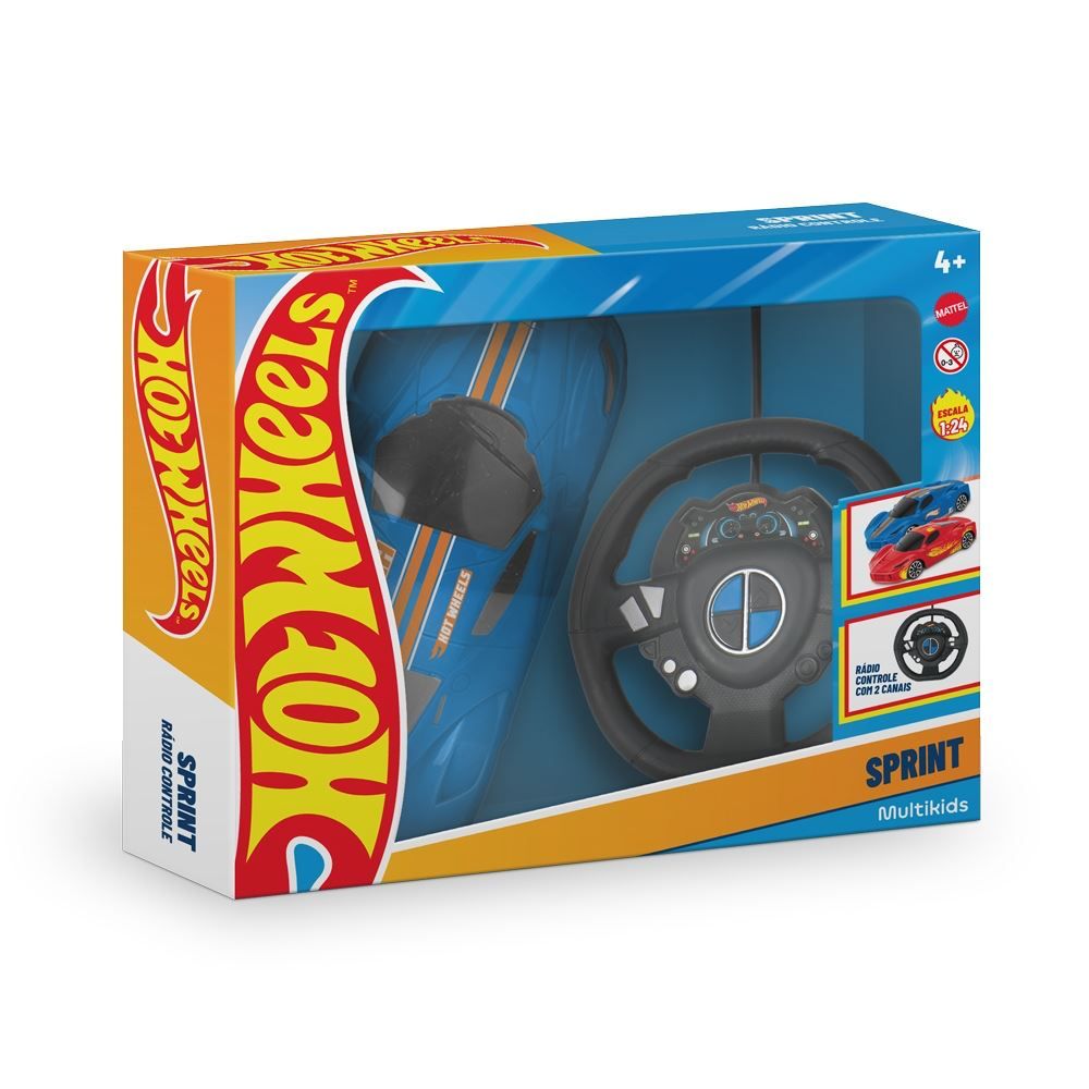 Carro com Controle Remoto Hot Wheels Sprint 1:24 Rc Azul Multikids - BR2469
