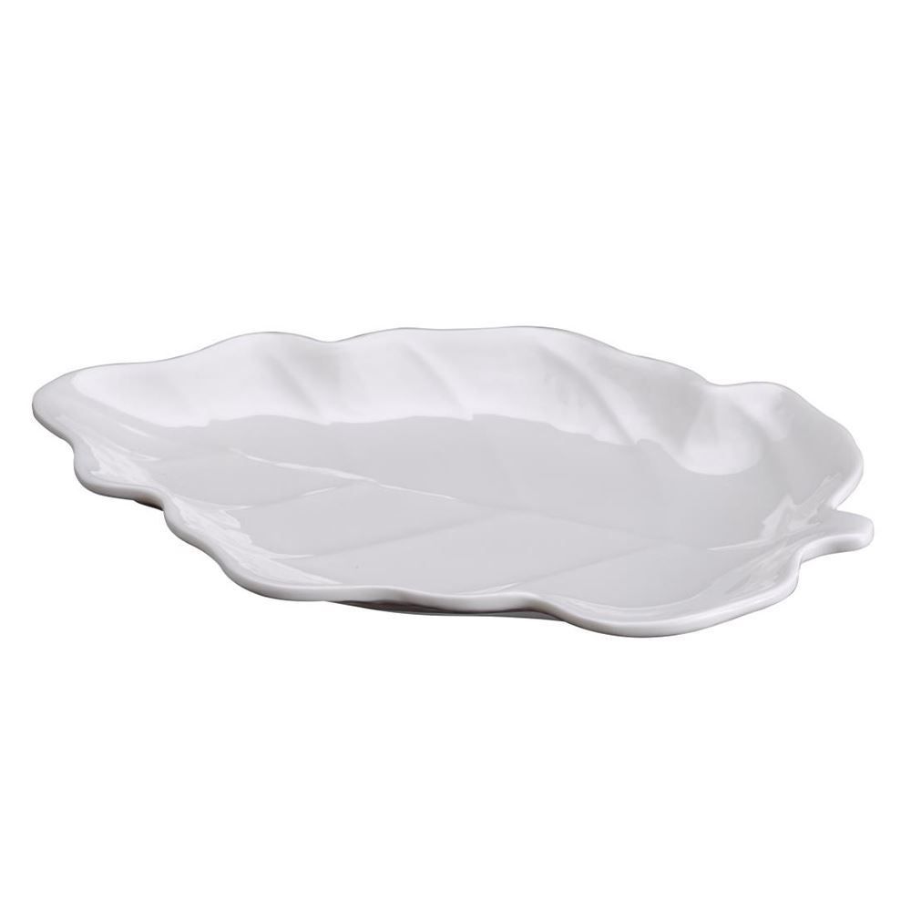 Travessa Folha Branco 25Cm - Branco