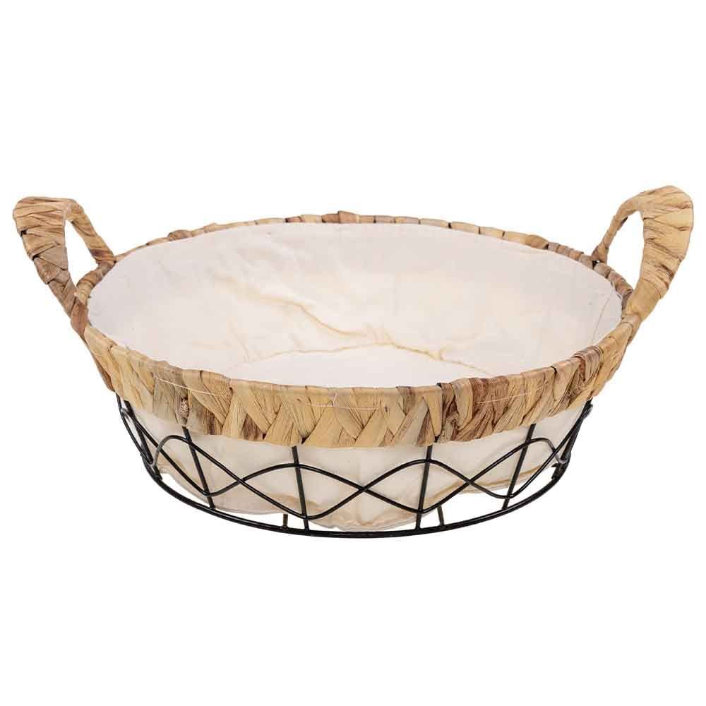 Cesta Redonda Aramada Tecido Natural 29Cm - Trama