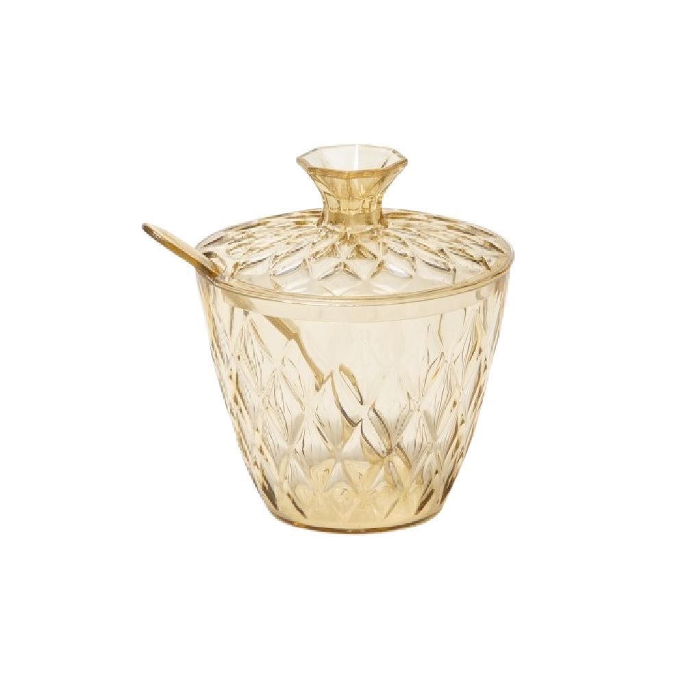 Açucareiro Com Colher Glamour Plasútil  330Ml - Ambar