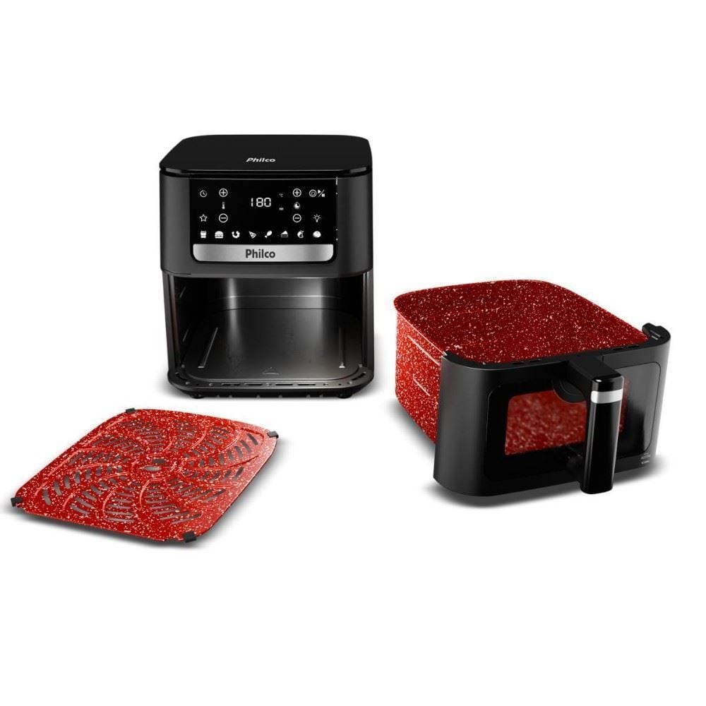 Fritadeira Air Fryer Philco 9,5 Litros Visor Glass e Redstone 1800W PAF95A