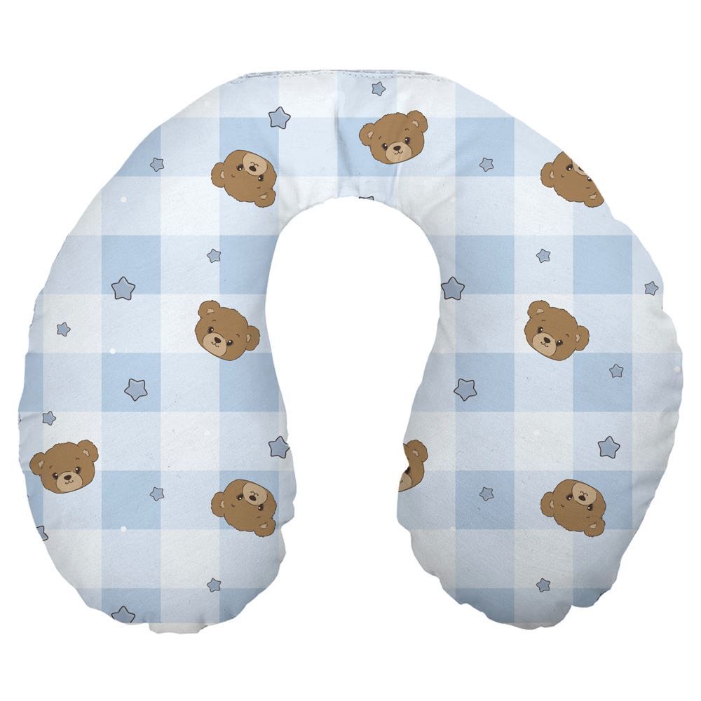 Almofada Apoio De Pescoço Toque Aveludado Havan Baby  - URSO AZUL