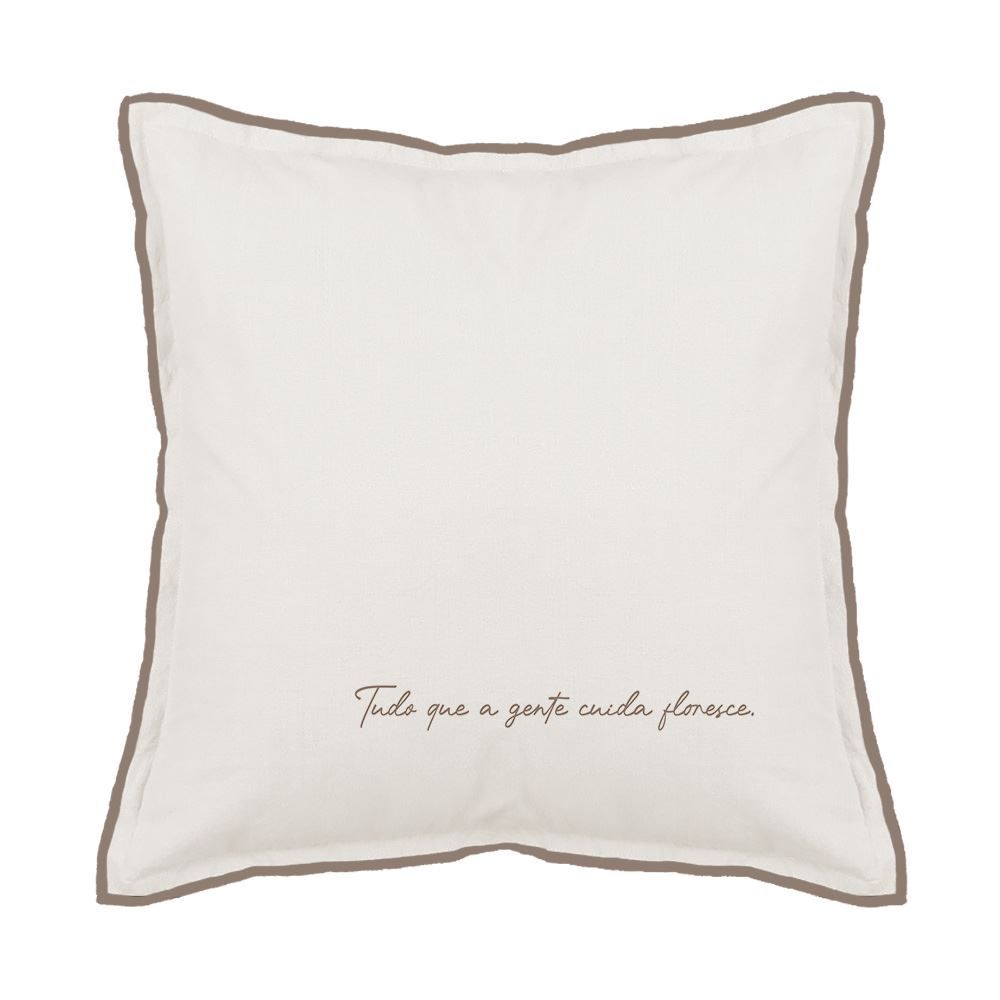 Almofada Linho Estampada 48X48cm Havan Casa - FLORESCE TAUPE