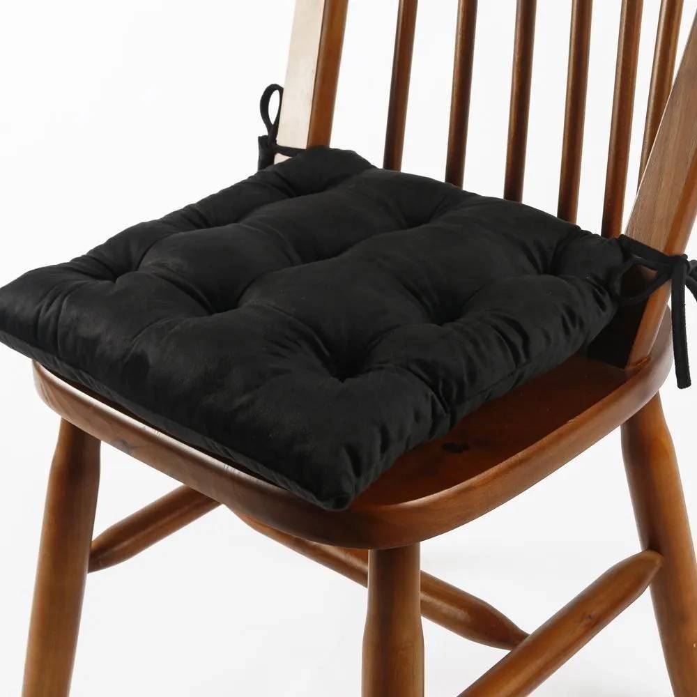 Assento Futton 42X42 cm Veludo Italiano Havan Casa - Preto