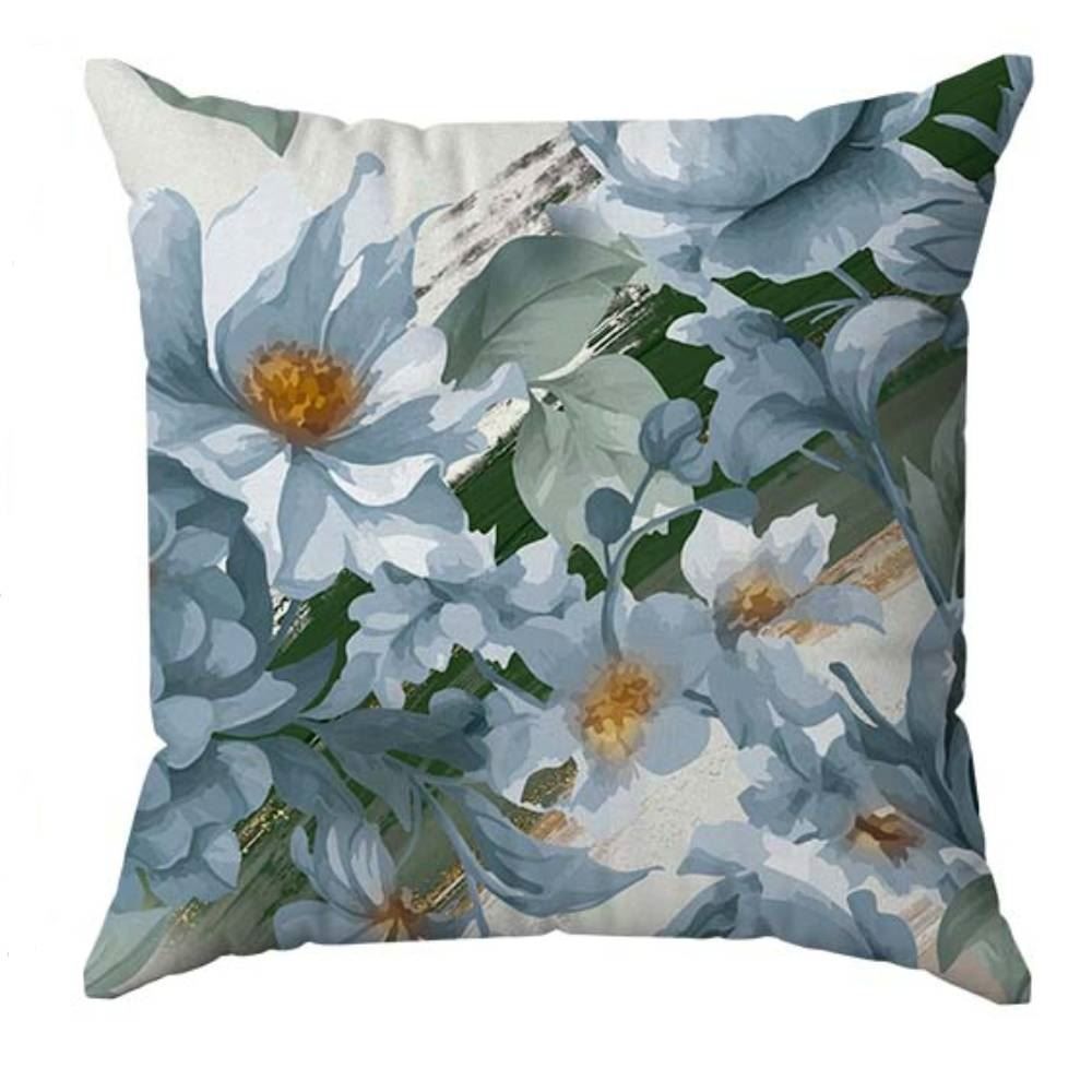 Almofada Veludo Estampado 48X48cm Havan Casa - Jardim Azul e Verde