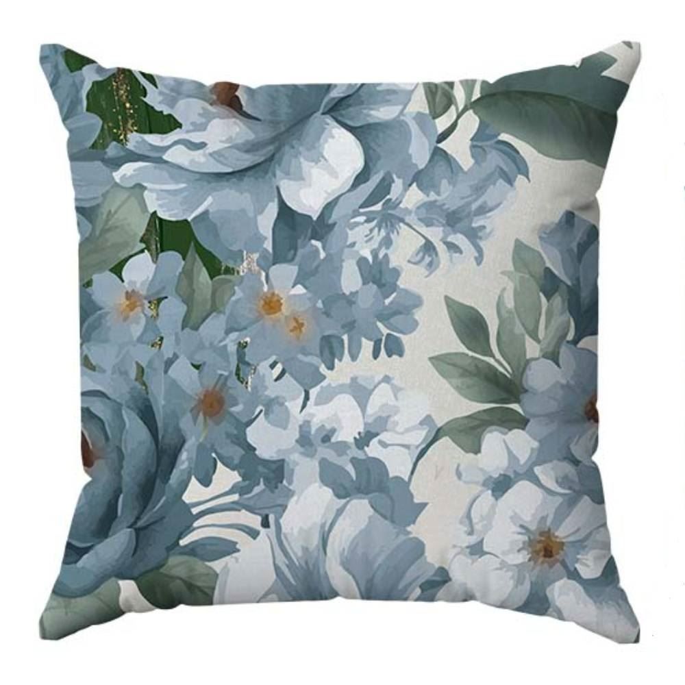 Almofada Veludo Estampado 48X48cm Havan Casa - Jardim Azul e Verde