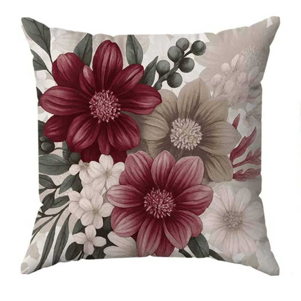 Almofada Veludo Estampado 48X48cm Havan Casa - Flores Bordô
