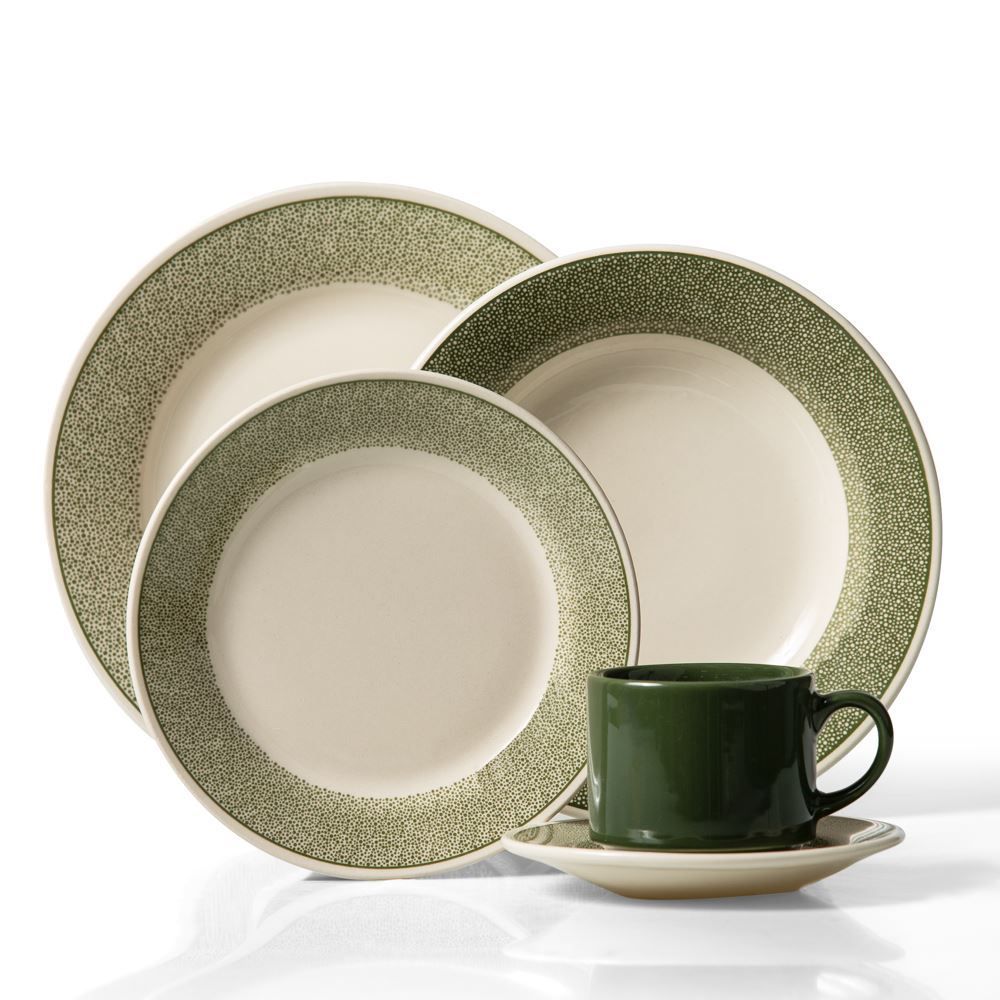Aparelho De Jantar Biona Donna Poppis 20 Peças  - Branco e Verde