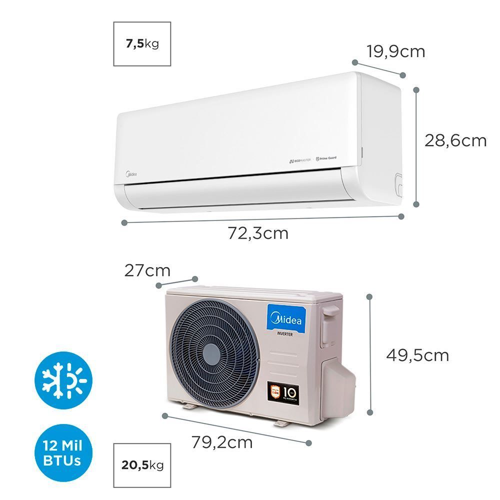 Ar Condicionado Midea 12000 Btus Quente E Frio Inverter Ai Ecomaster - 220V