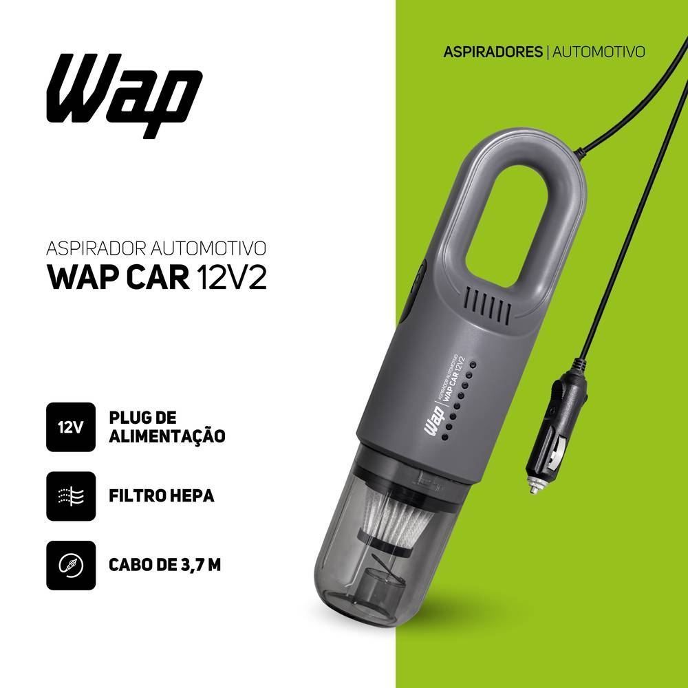 Aspirador De Pó Wap Automotivo Portátil 12V 180W - Cinza