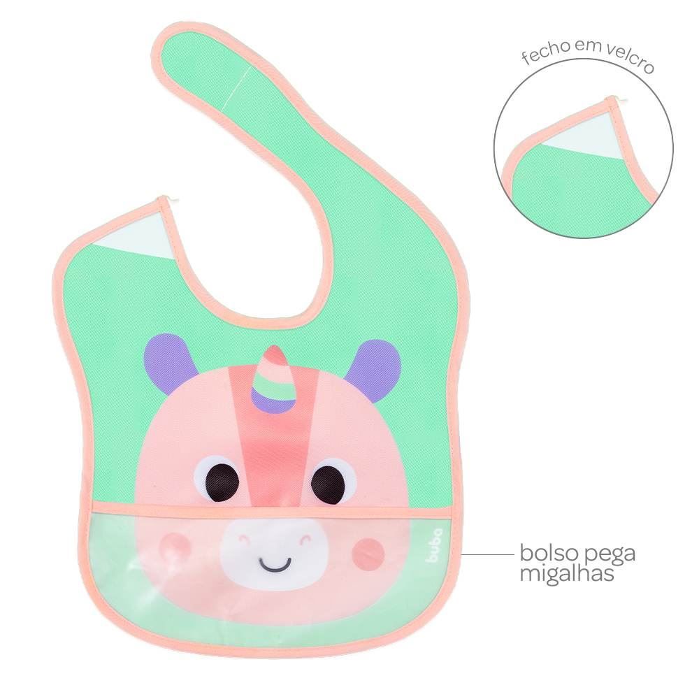Babador Infantil Com Bolso Bubazoo Buba - Unicórnio 