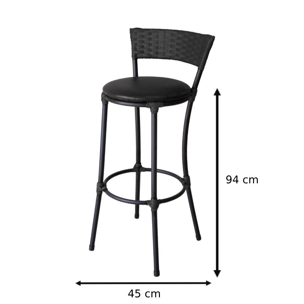 Banqueta Alta De Ferro 94 Cm Famais  - Preto