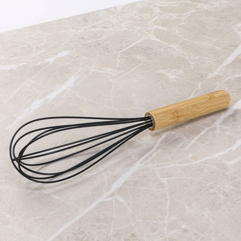 Batedor Fouet De Silicone Com Cabo De Bambu Havan Casa - Preto